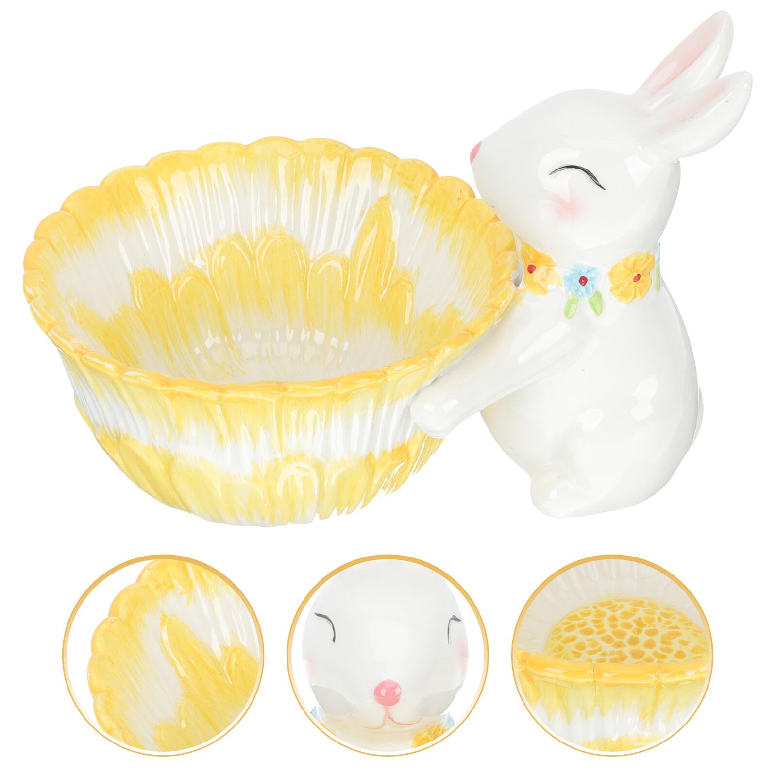 Decorazione Coniglio in Ceramica Realistica per Festa di Pasqua Sensazione Confortevole senza Sbavature, Ornamento da Tavolo per Compleanno