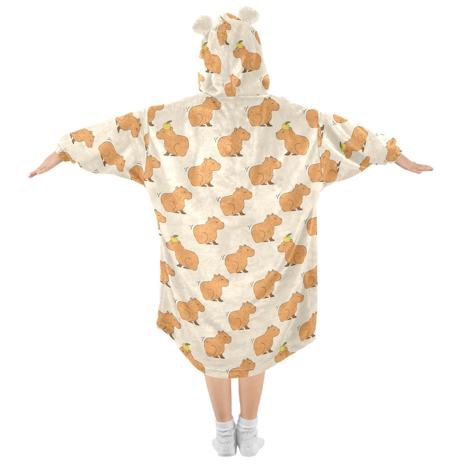 Tragbare Decken für Kinder, super weich, warm, gemütlich, übergroße Decke, Kapuzenpullover, Geschenke 3–14 Jahre, Jungen, Mädchen, Teenager, mit Tasche