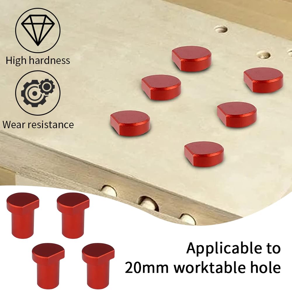 mizikuu 2 Pinces Pinces d'Établi, Outil Auxiliaire pour Table de Travail du Bois Étau de Positionnement avec 4 X Butées d'Établi en Acier Inoxydable, Bench Dog, Étau, Trou Rabotage, 20 mm