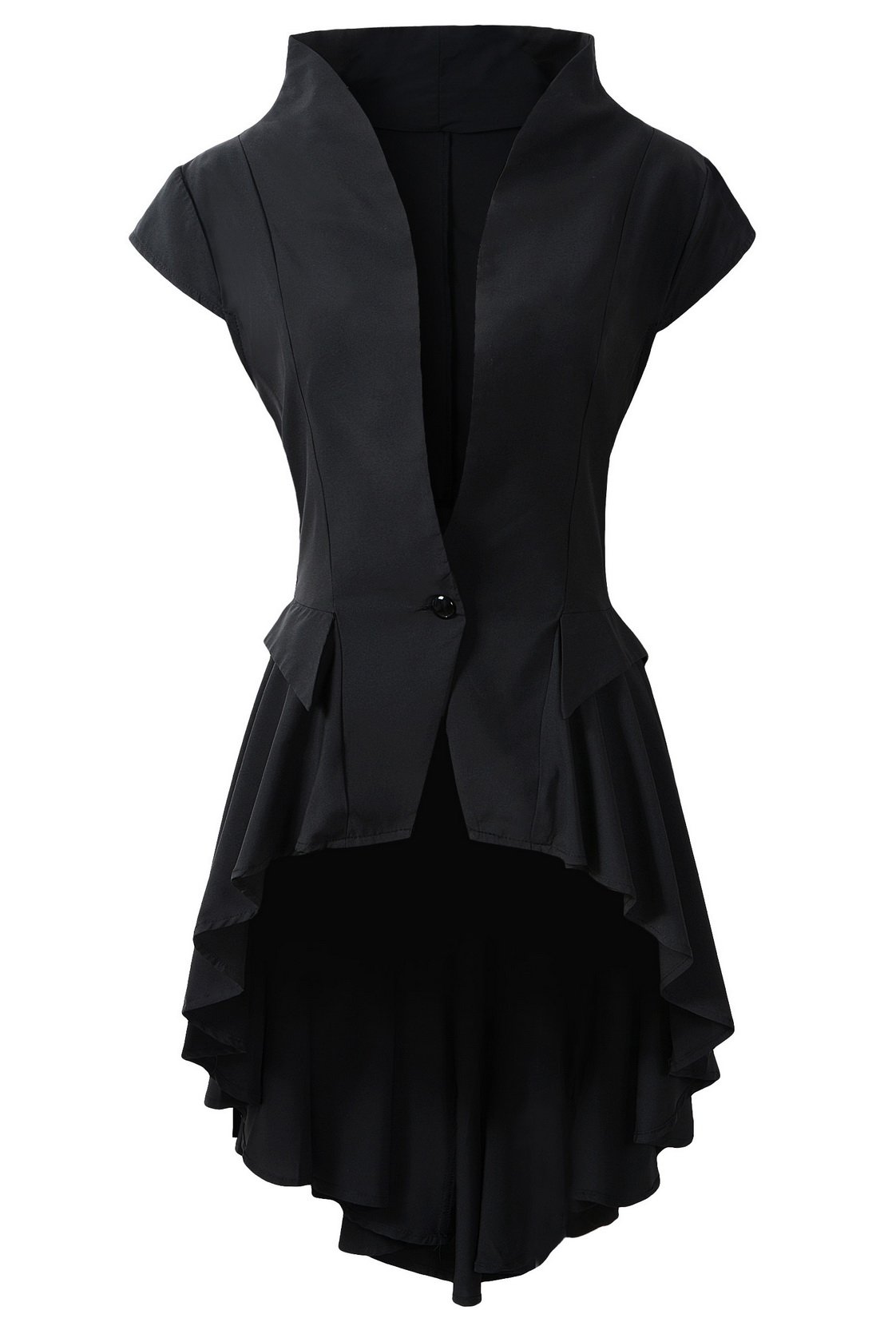 Photo 1 of Womens Gothic Steampunk Tail Vamp Long Victorian Waterfall Waistcoat Jacket Top (US6, Black)