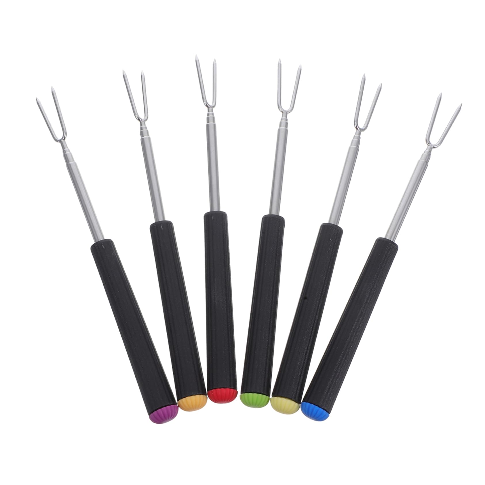 CIYODO 6pcs Stainless Steel Fondue Forks Telescopic Bbq Forks for Outdoor Camping Chocolate Dipping Tools
