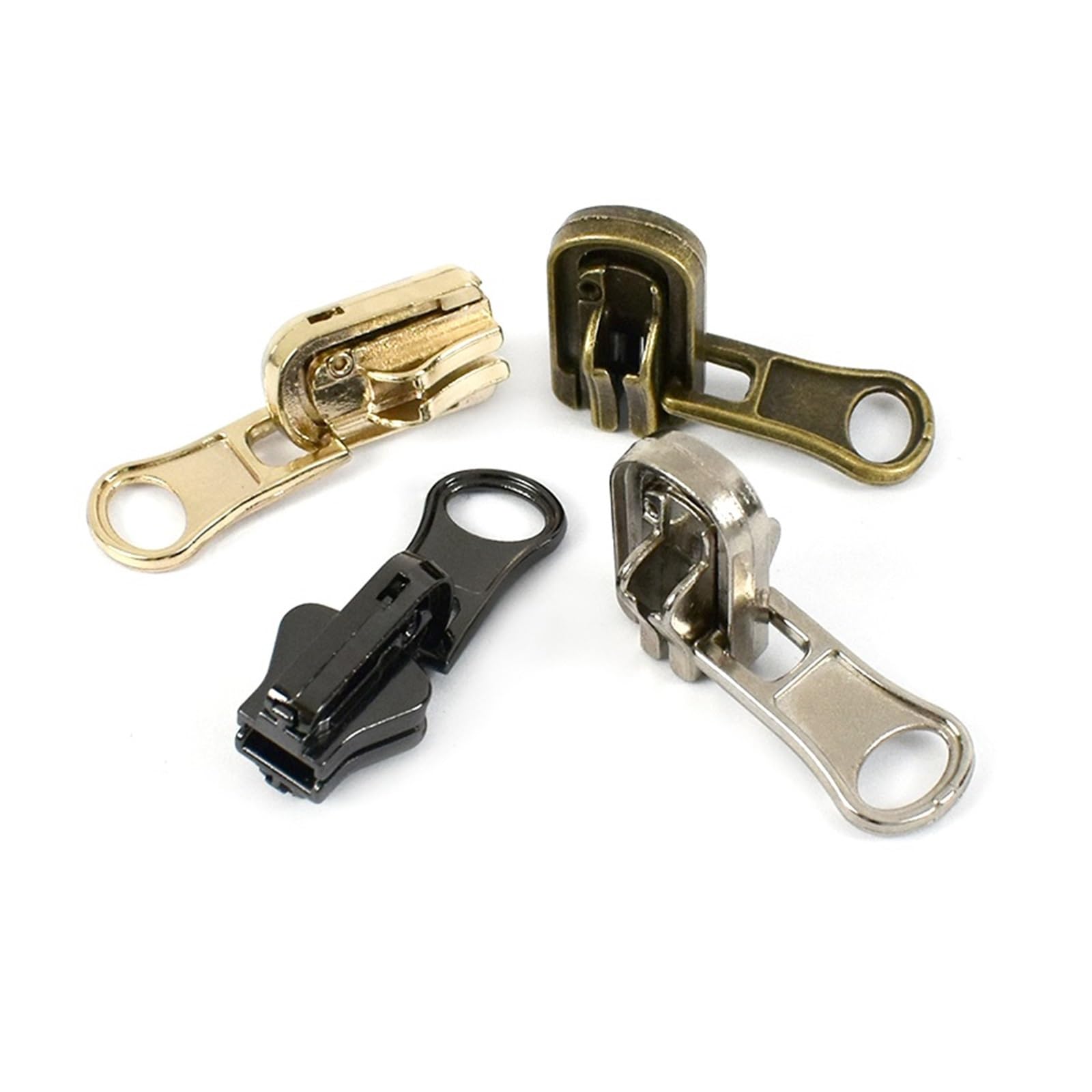 Tirones para deslizamientos de cremallera de metal Deslizadores de cremallera giratorios de doble cara, 5 uds., 3#5#8#, for nailon, Metal, resina, cabeza con cremallera, chaqueta DIY, accesorios de