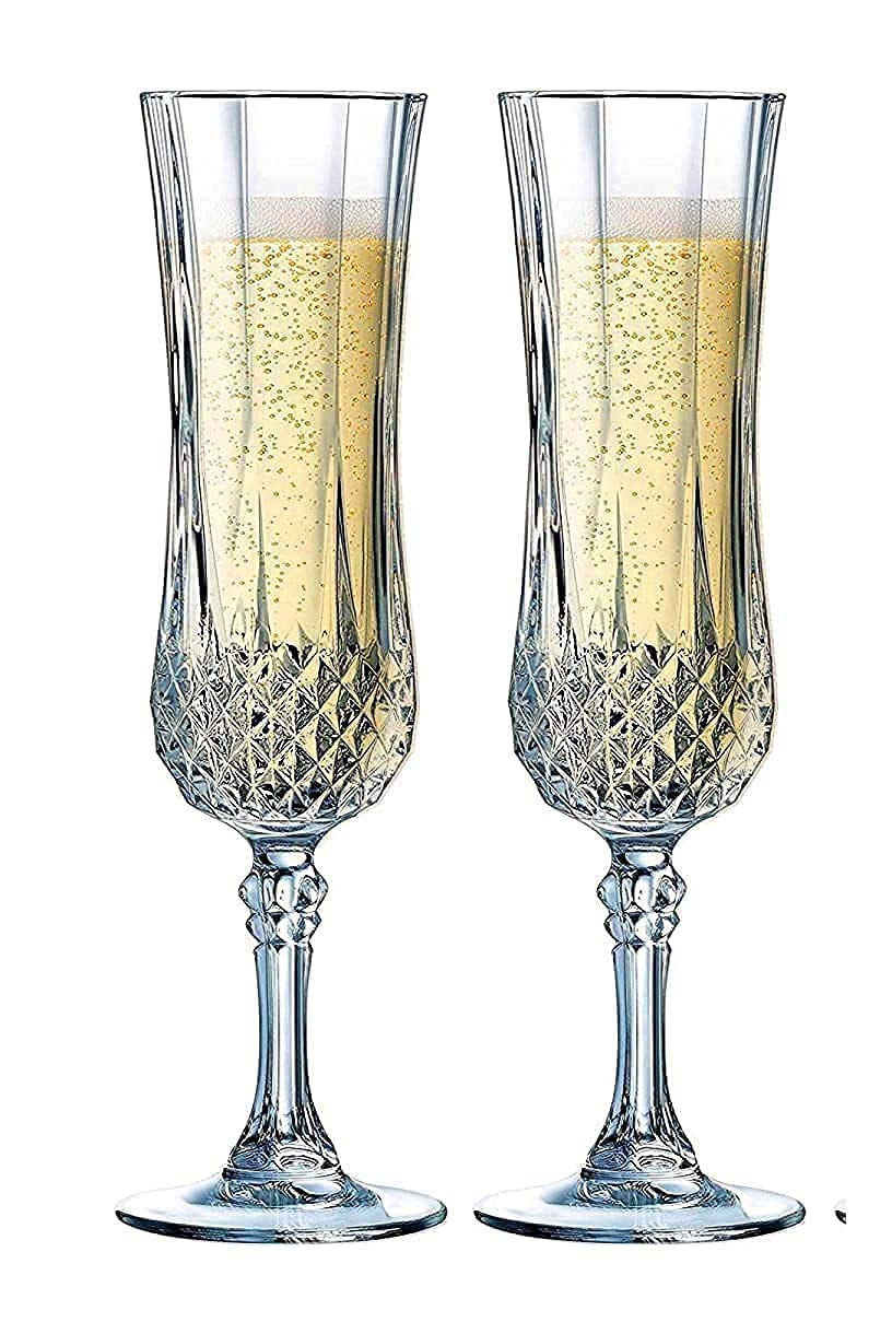 ROSEFINCH Crystal Long Champ 220 ml Champagne Glass Flute Wine Glass Set of 6 -Clear.