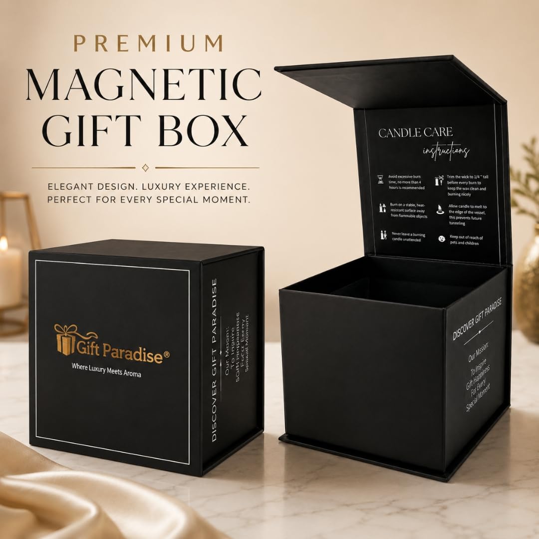 Gift Paradise® Candela di soia in polvere per bambini, 7 once, profumo di | Stoppino di legno, coperchio di bambù, scatola regalo magnetica, profumo polveroso pulito morbido
