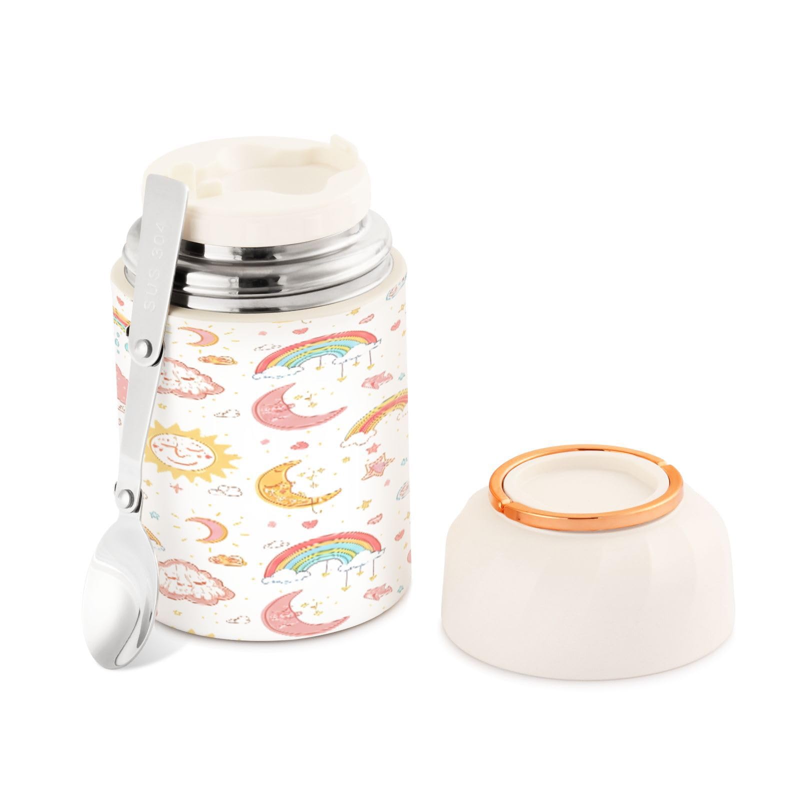 Tarro de comida Suns and Moon hermético en acero inoxidable de alta resistencia de 500 ml