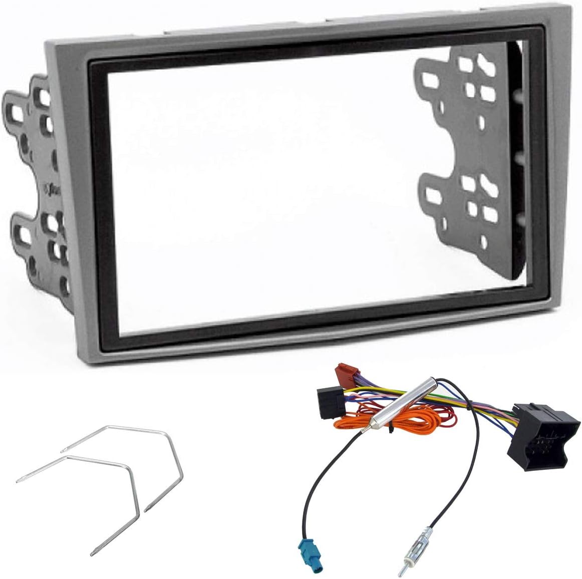 Sound-way Double DIN Car Radio Installation Kit 2 DIN with brackets, ISO Cable Connector, Disassembly Keys, Antenna Adapter compatible with Opel Astra H, Corsa D, Zafira B