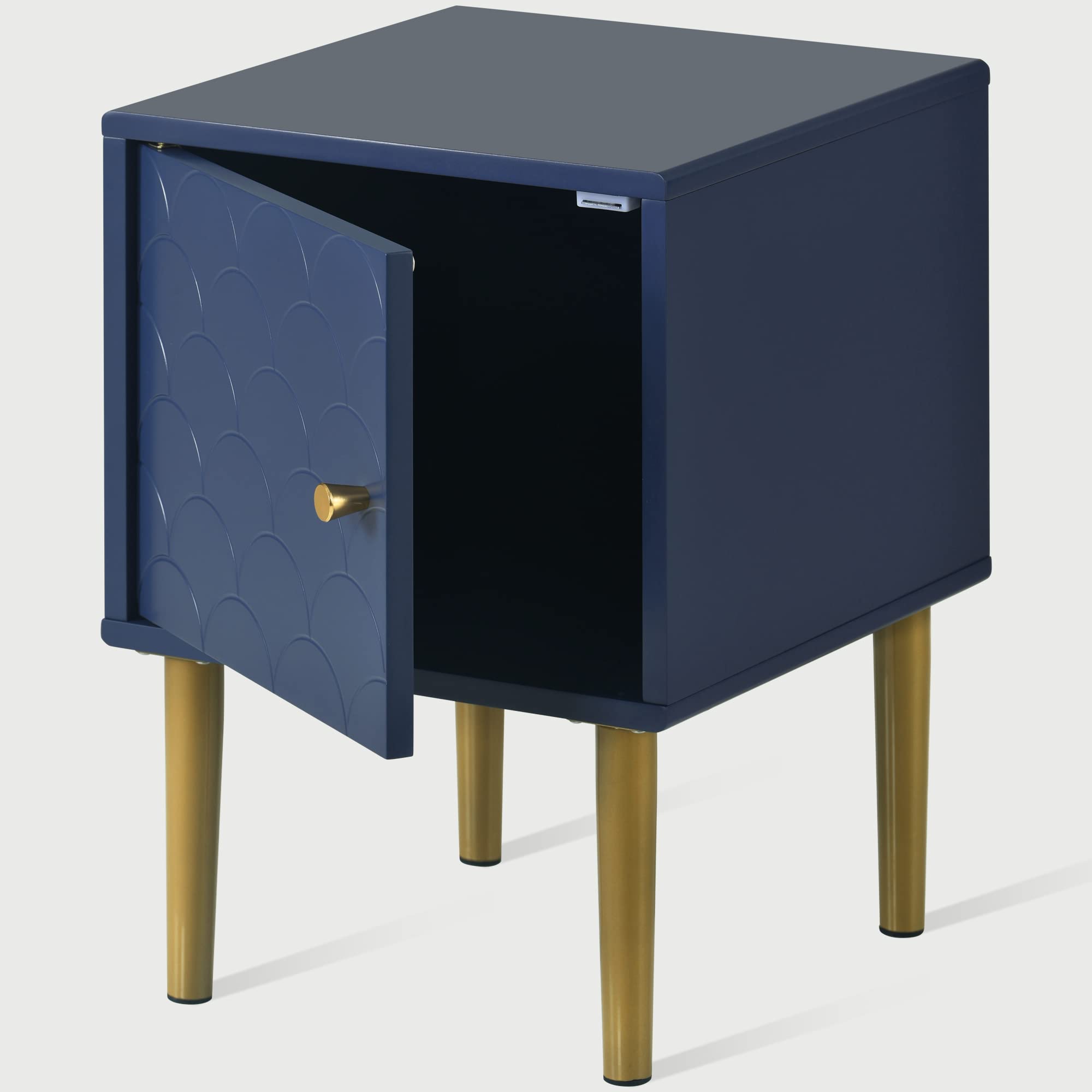 KAZZIO Juego de 2 mesitas de noche, mesitas de noche, mesitas auxiliares, color azul marino, mesa de sofá adecuada para cualquier cama y dormitorio (mesita de noche, 2)