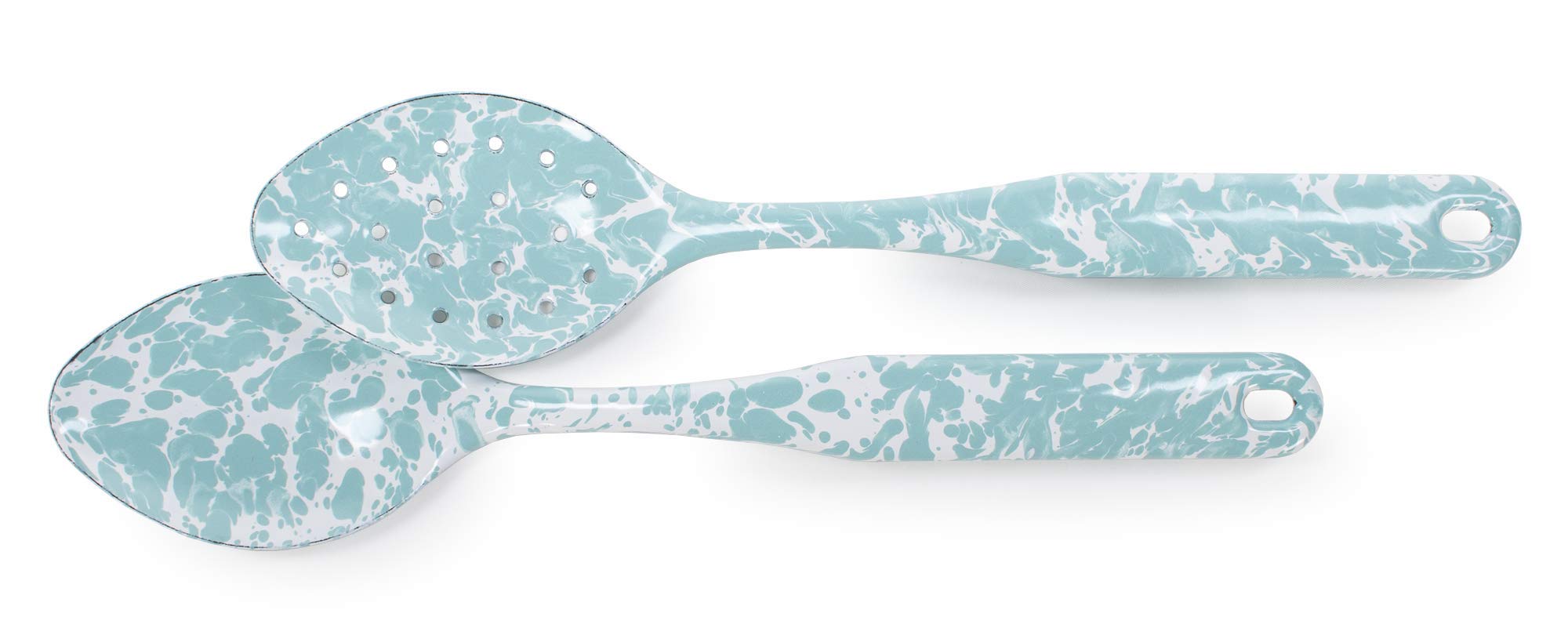 Golden RabbitEnamelware - 2-piece Spoon Set (Sea Glass Swirl) …
