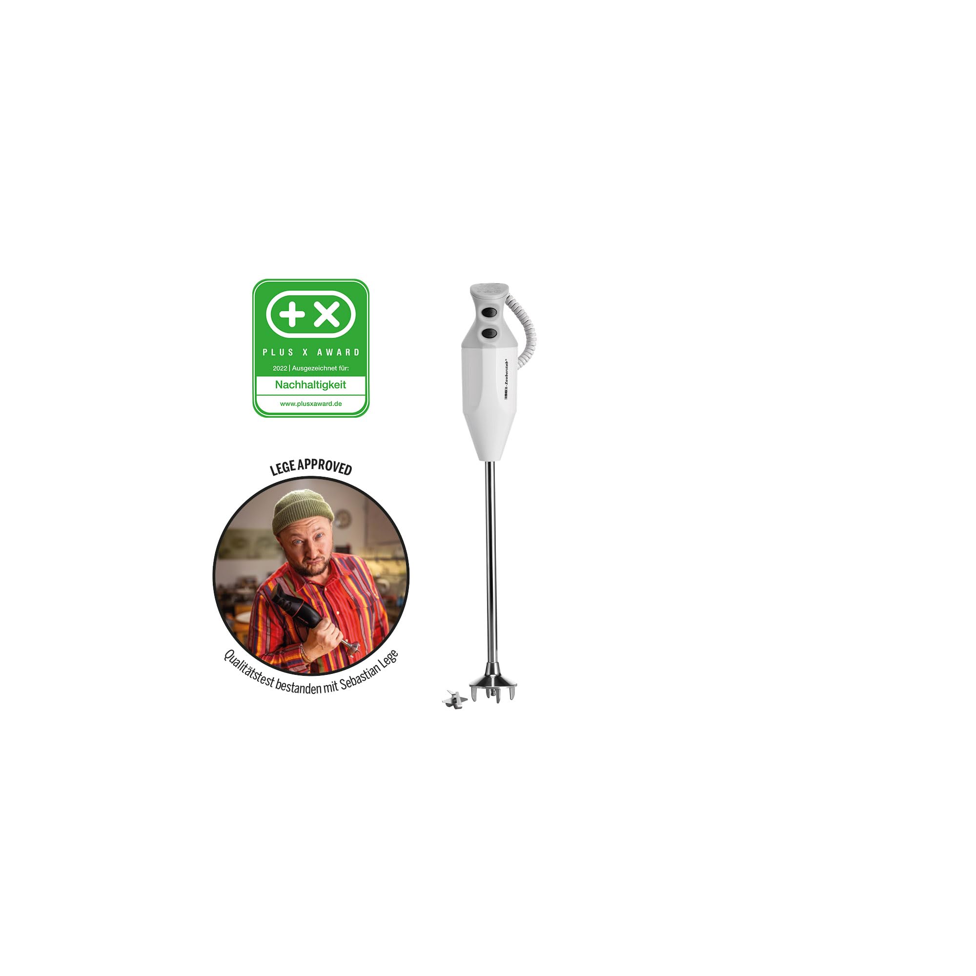 ESGE-Zauberstab G 350 Gastro Max 90890 - Batidora de mano (incluye accesorios, hasta 22.000 rpm), color blanco y gris | Batidora de inmersión con 2 niveles de velocidad (18.000/22.000 rpm), censura y mango ergonómico, fabricado en Suiza