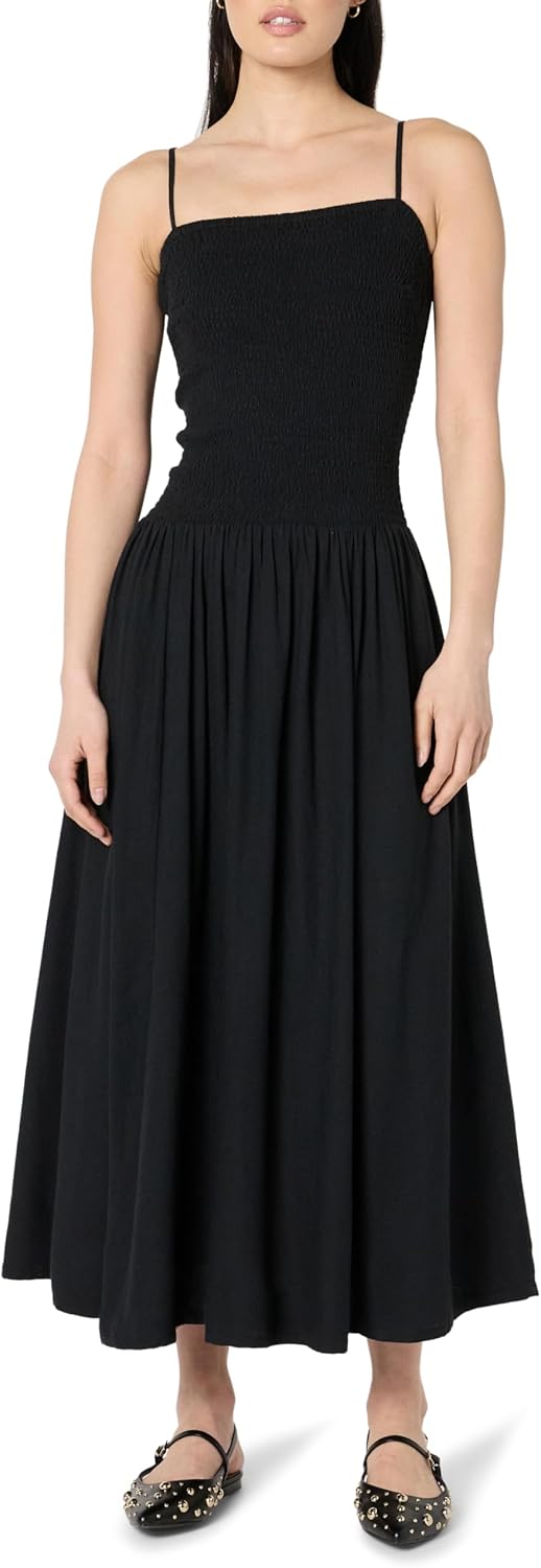 The Drop Womens Florencia Smocked Bodice Linen Maxi Dress