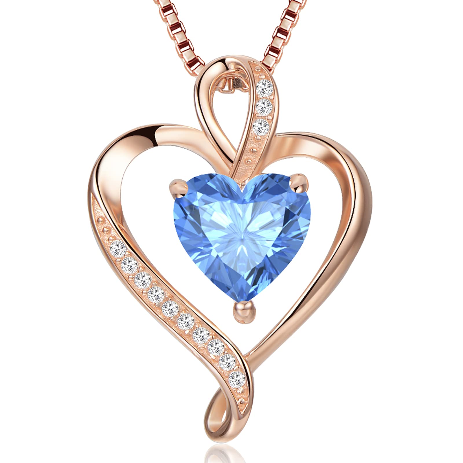 LAVUMO Halsketting met Hart hanger, 925 sterling zilver, roségoud, goud, voor dames, geschikt als cadeau voor verjaardag, Kerstmis, Valentijnsdag, hypoallergene Halskettingen. (2
