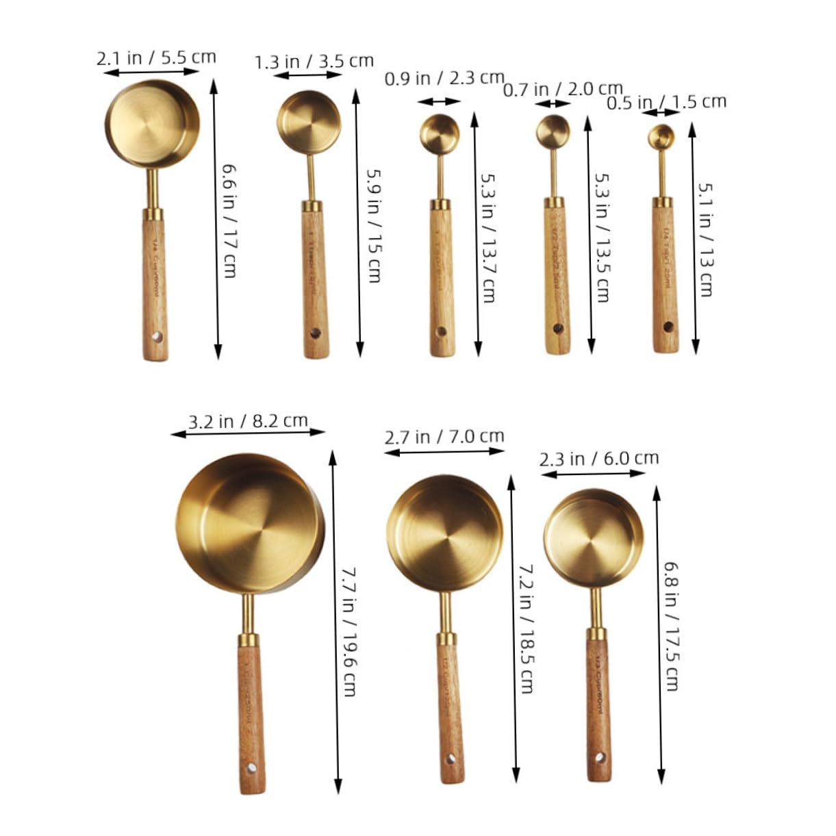 Cabilock 8 Piezas Cucharas Medidoras De Acero Inoxidable Cucharas Medidoras Para Cocinar y Hornear Con Mango De Madera Multifuncionales Para Cocina
