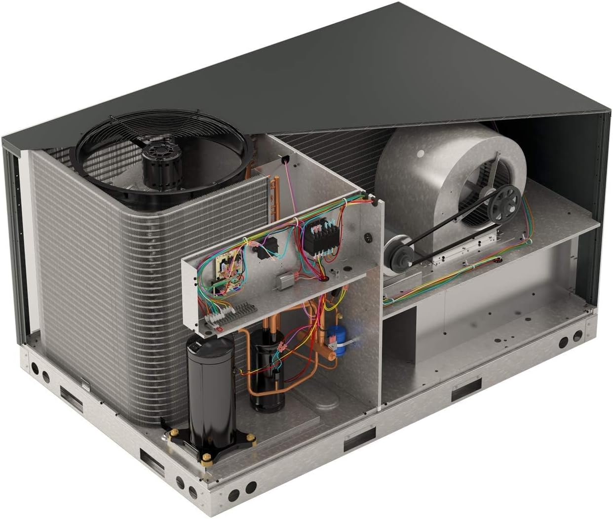 Internal view of Goodman AMST24BU1300 Air Handler components