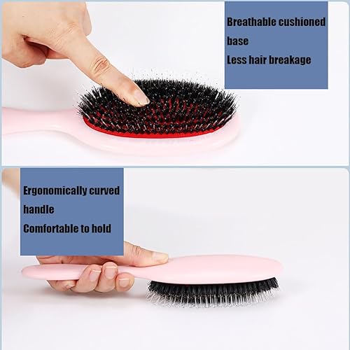 Miniatura 5 de Cepillo desenredante de cerdas de jabalí para cabello natural rizado, fino, lacio, antiencrespamiento, cepillo desenredante para mujeres y hombres,