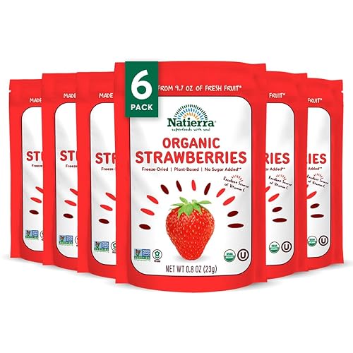 Miniatura 11 de NATIERRA Fresas orgánicas liofilizadas Fresa orgánica USDA, sin OMG y vegana 0.8 onzas (paquete de 2)