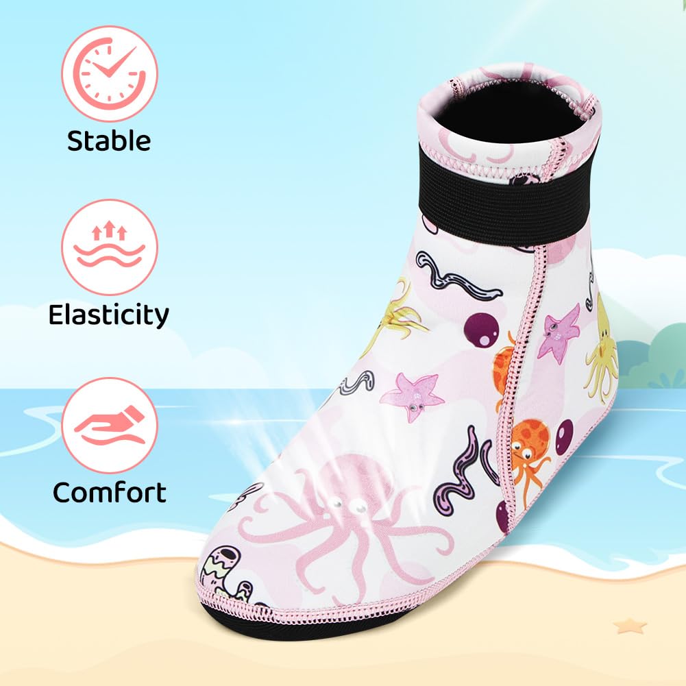 HAGOT Calzari Neoprene Bambini，Calzini da Muta in Neoprene da 3 mm, Calzini Termici per Bambini, Antiscivolo e Antigraffio da Sub per Piscina, Spiaggia, Immersioni e Snorkeling