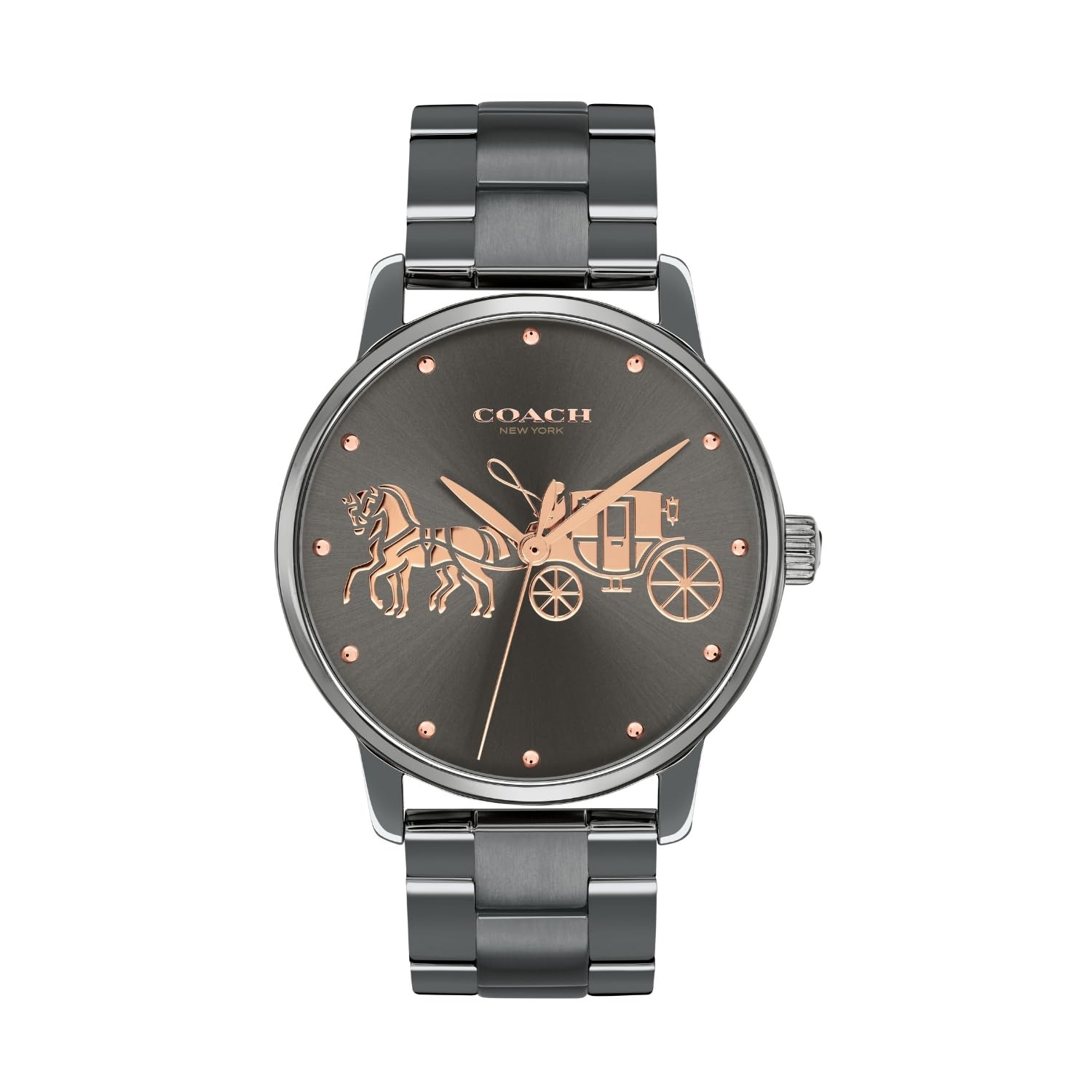 Coach Grand Qtz Basic Grey Dial Women's Watch|Stainless Steel Material|Grey Color Band - 14502924