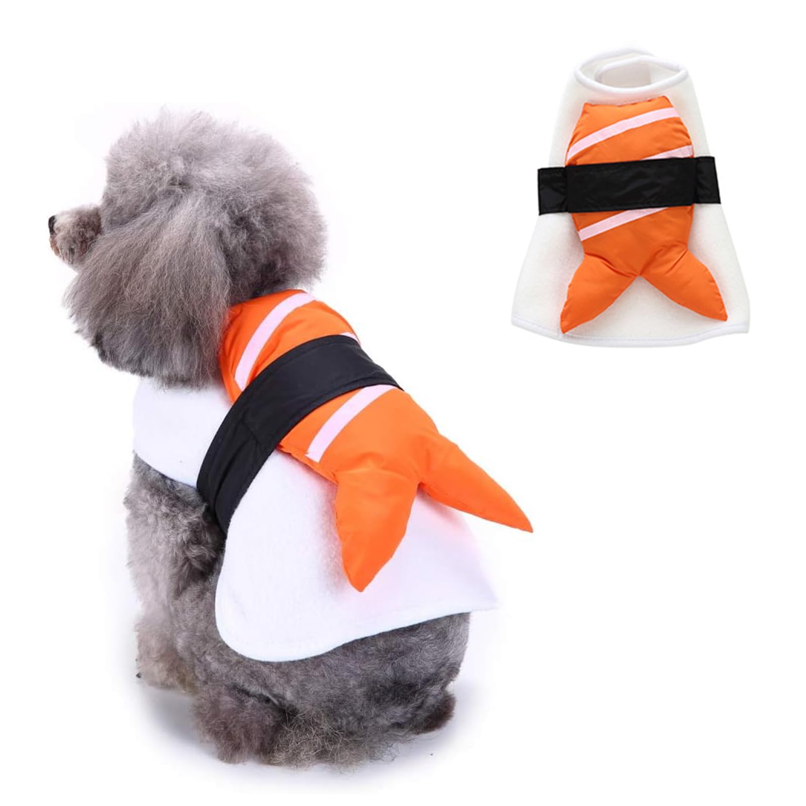 Sushi Dog Halloween Costume Fish Food Pet Costume, Cat Puppy Costumes for Small Medium Dogs Pet Apparel, Funny Dog Outfits Cosplay Clothes for Halloween Party Christmas Photo Props