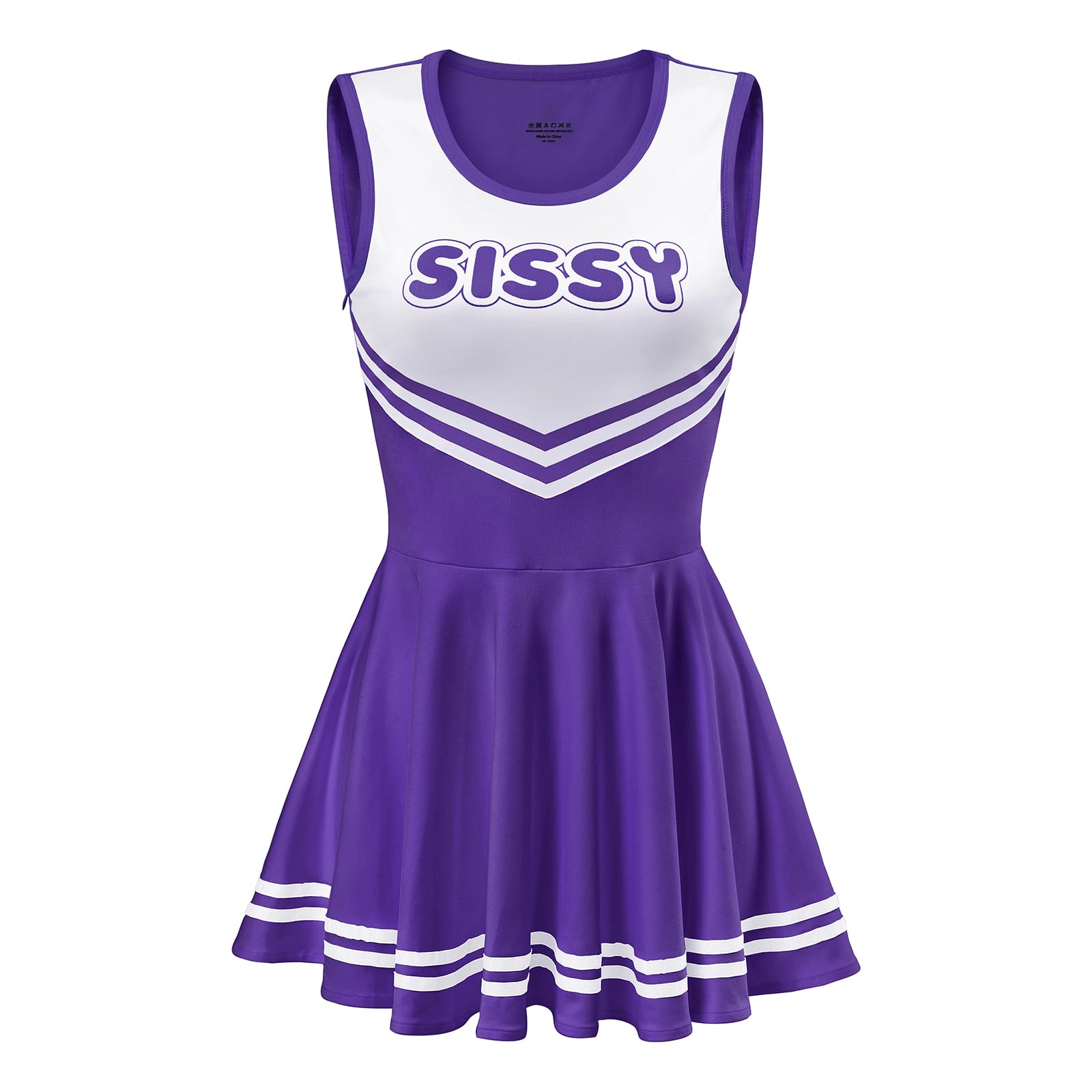 Littleforbig Women Sleeveless Overall Cheer Sissy Bodycon Mini Dress Skirt