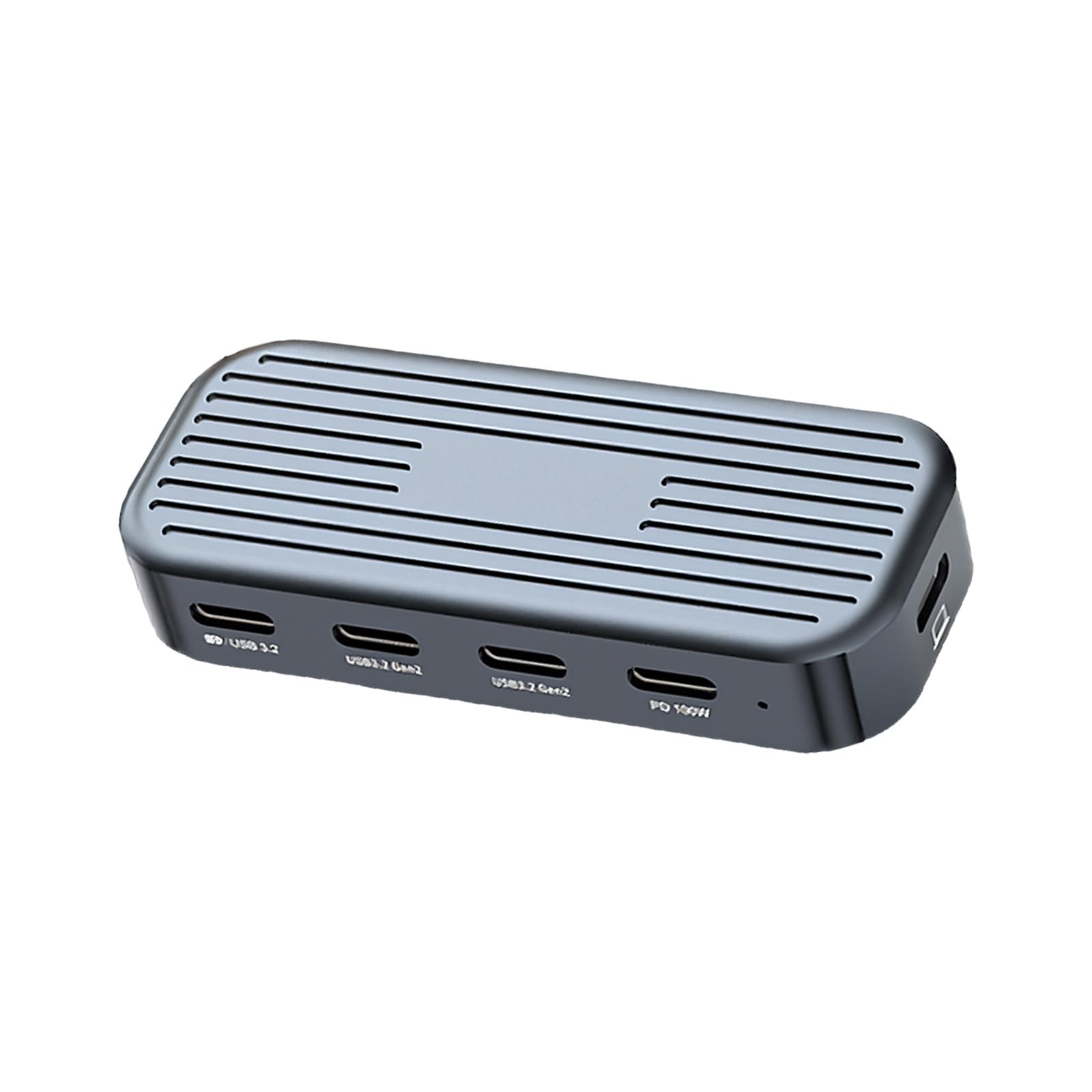 Docking station USB C portatile 4 in 1 per casa e viaggi, uscita video 4K 60Hz, due porte USB C da 10 Gbps, Ingresso PD da 100 W, Adattatore multiporta in alluminio Hub multiporta per casa