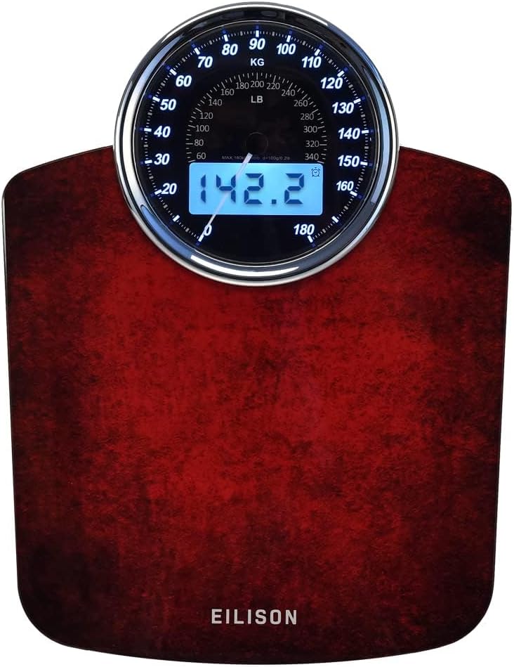 Báscula Digital y Analógica EILISON 400 lb Vidrio Templado Rojo