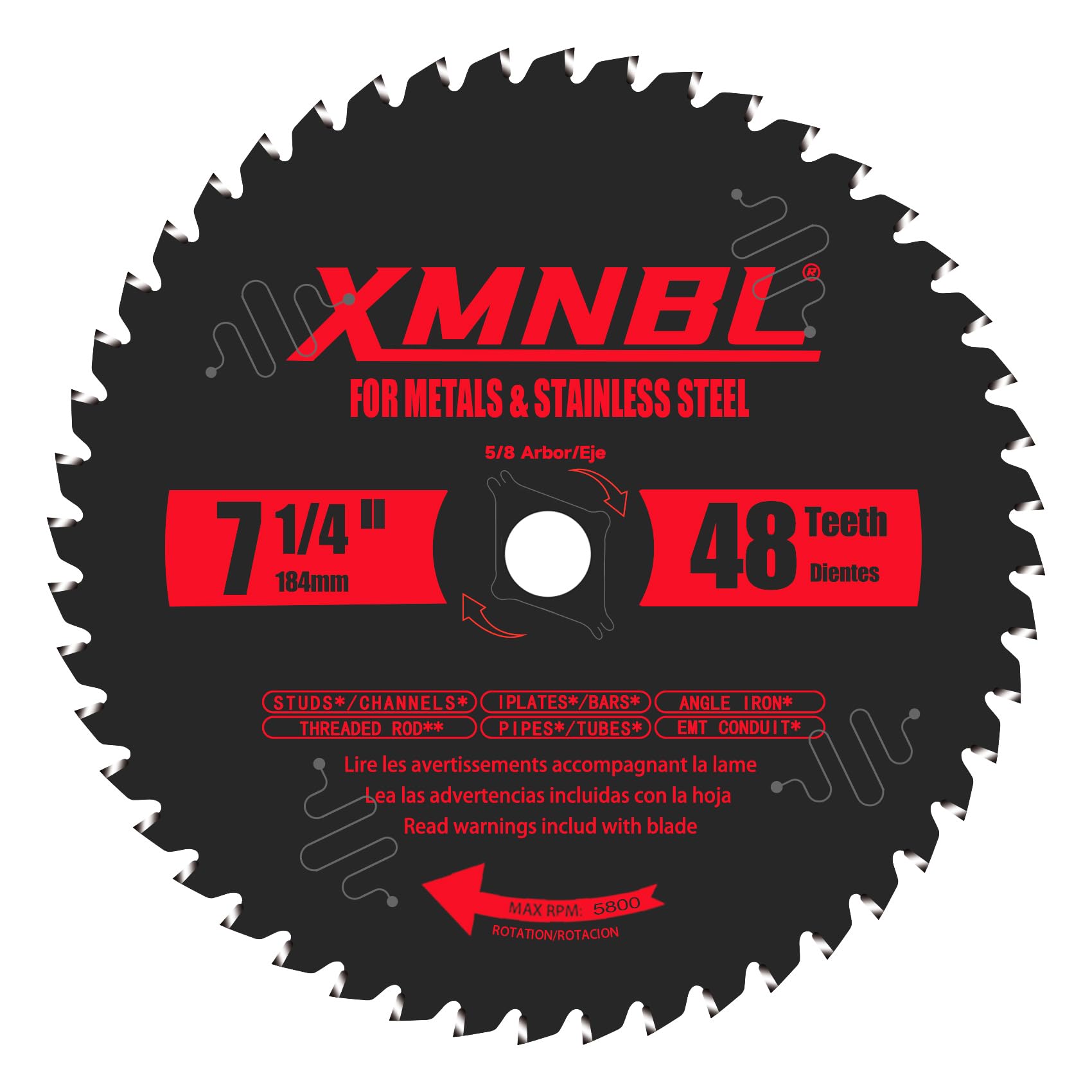 7 1/4 Inch Metal Cutting Saw Blade,Replace for Diablo D0748CF 7 1/4 Inch Metal and Stainless Steel Cutting Saw Blade,Compatible with 7-1/4 Inch Circular Saw,Cermet Carbide,5/8" Arbor,5X Longer Life