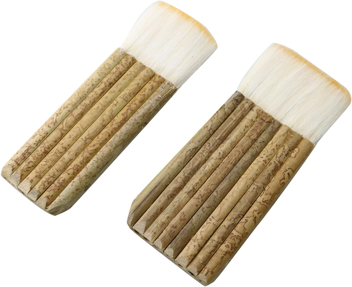 TAODAN 2PCS Natural Goat Hair Ceramic Glaze Brush 6 Tube and 8 Tube Pottery Tool Pigment Brush for Watercolour Acrylic Art Painting