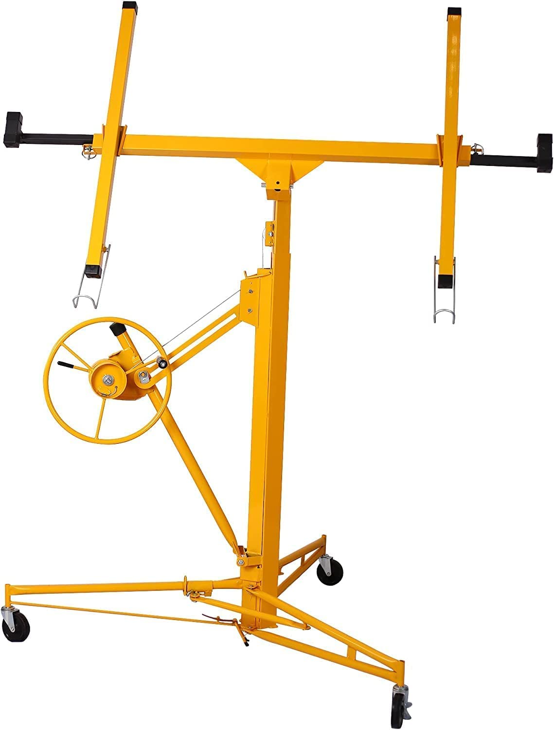 Veemuaro Drywall Lift, 13 FT Rolling Caster Lockable Jack Lifter Portable Panel Lift Construction Tools 150LB Heavy Duty Sheetrock Hoist Holder - Yellow