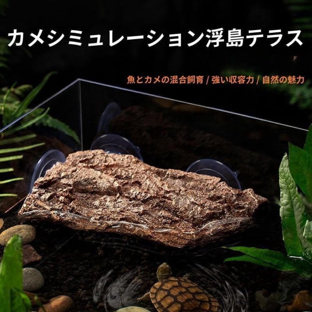 Amazon | 水亀 陸地模擬樹皮、岩石、黄蝋石。大きい亀の浮島 3つの強力 Amazon | 水亀 陸地模擬樹皮、岩石、黄蝋石。大きい亀の浮島 3つの強力
