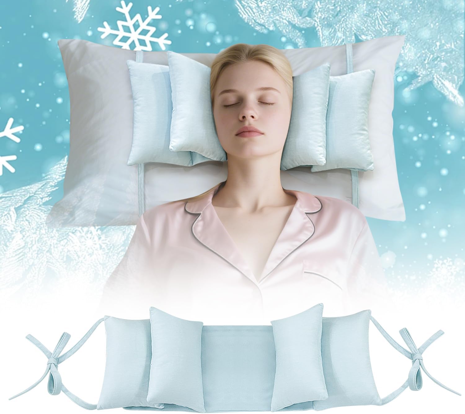 Mybow Anti Aging Beauty Pillow for Back Sleeping – Adjustable Head Support to Prevent Wrinkles & Acne, Cooling Face Up Head Positioning for Sleeping Upright, Post Facial Surgery Pillow Pad (Blue)