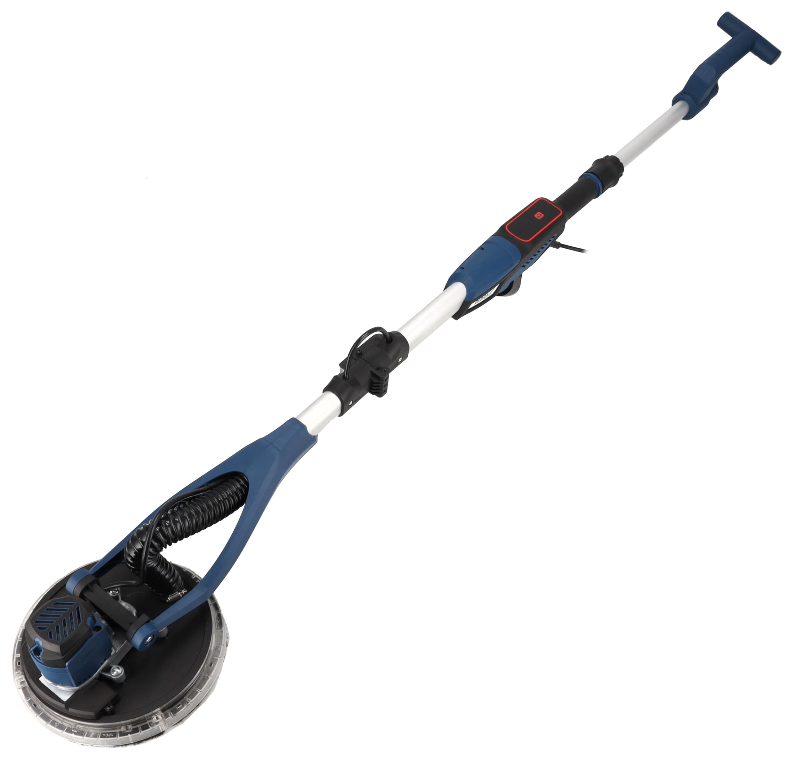 Szlifierka wysięgnikowa do gipsu (ż yrafa) 500 W Dedra DED7768BM – bezszczotkowy silnik, teleskopowy wysięgnik 120–205 cm, regulacja 7 stopni, LED, odsysanie pyłu, lekka 4,5 kg z walizką i akcesoriami