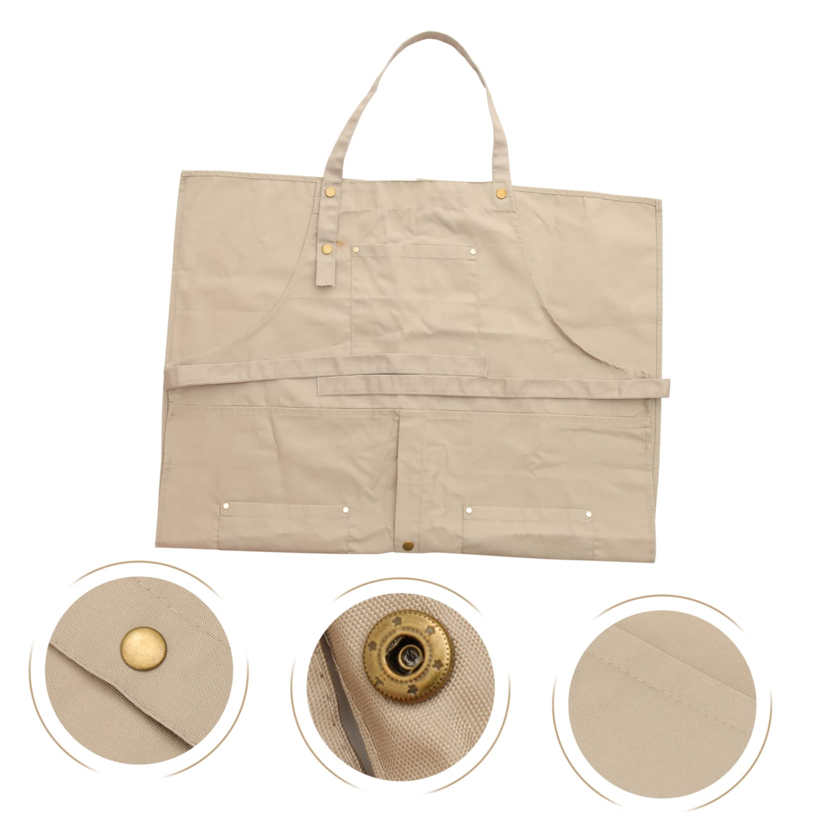 PACKOVE Khakifarbene Canvas Malerschürze mit Taschen für Erwachsene