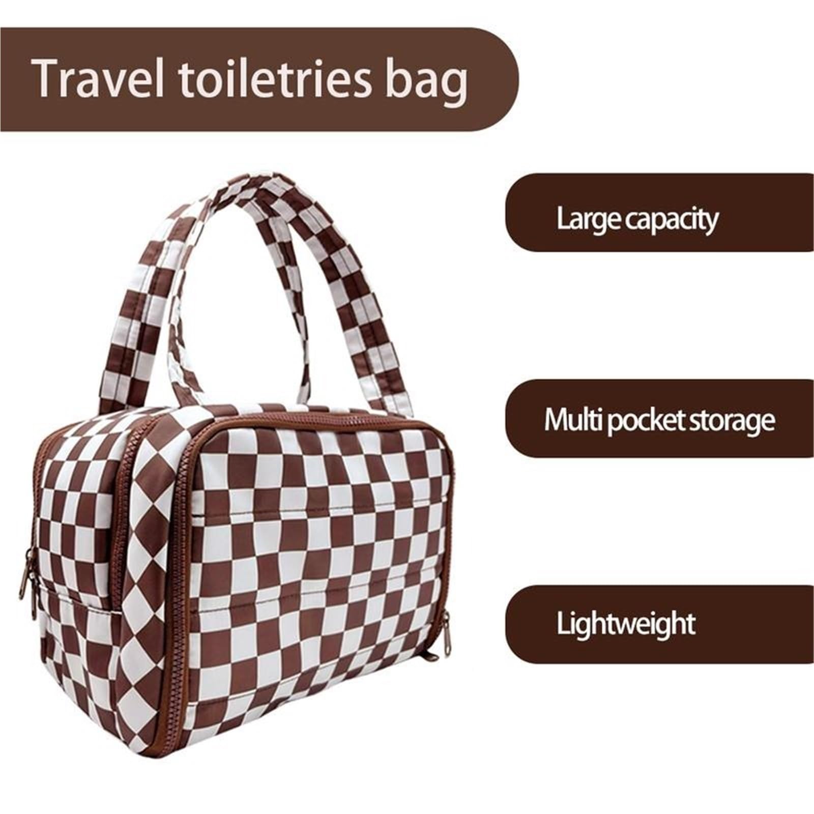 porta trucchi Borsa da toilette da appendere for viaggi di grandi dimensioni, organizer for trucco a scacchi, borse da toilette, organizer for donne e ragazze beauty case