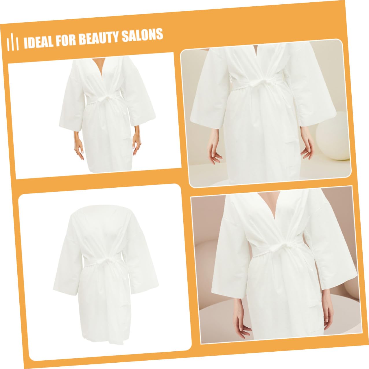Healvian 6 Albornoces Desechables de Algodón Spunlace Blanco para Baño y Viaje, Cómodos y Livianos, Ideales para Spa, Sauna y Salón de Belleza