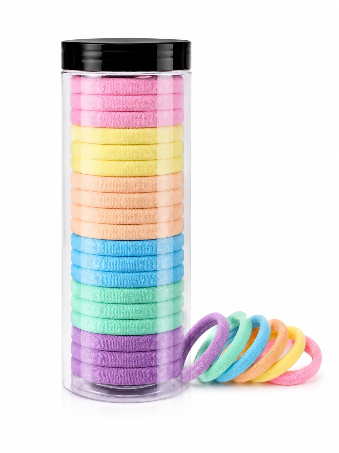 20Pcs Thick Seamless cotton Hair Ties, Ponytail Holders colorful Rubber Band Hair Accessories No Damage for Thick Hair for women (Pastel shade)-image-21