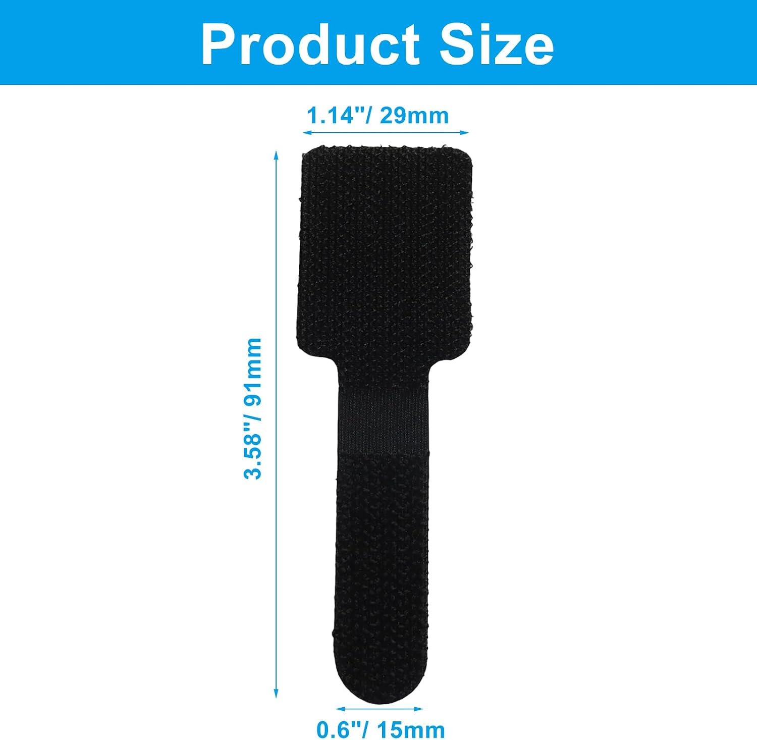 Hordion 80PCS Hook and Loop Cable Straps Adhesive Cable Ties (Black+Grey) image 2