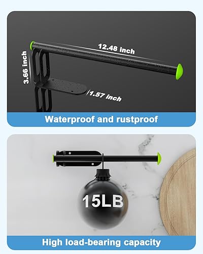 Miniatura 5 de Paquete de 2 soportes para toallas de papel adhesivo fuerte debajo del gabinete, soporte de pared para papel higiénico negro con autoadhesivo o