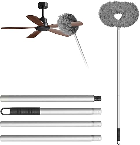 Storystore Limpiador de ventilador de techo, limpiador de aspas de ventilador ajustable y extraíble de 13 a 49.7 pulgadas para techo alto, plumero