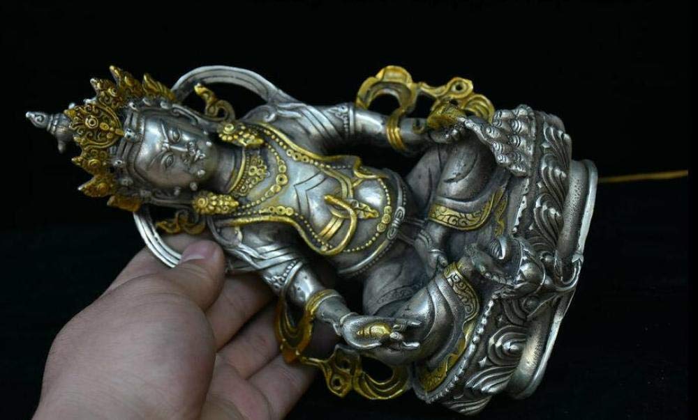 FENGWXINW Escultura de cabeça estátua budismo prata mammon riqueza