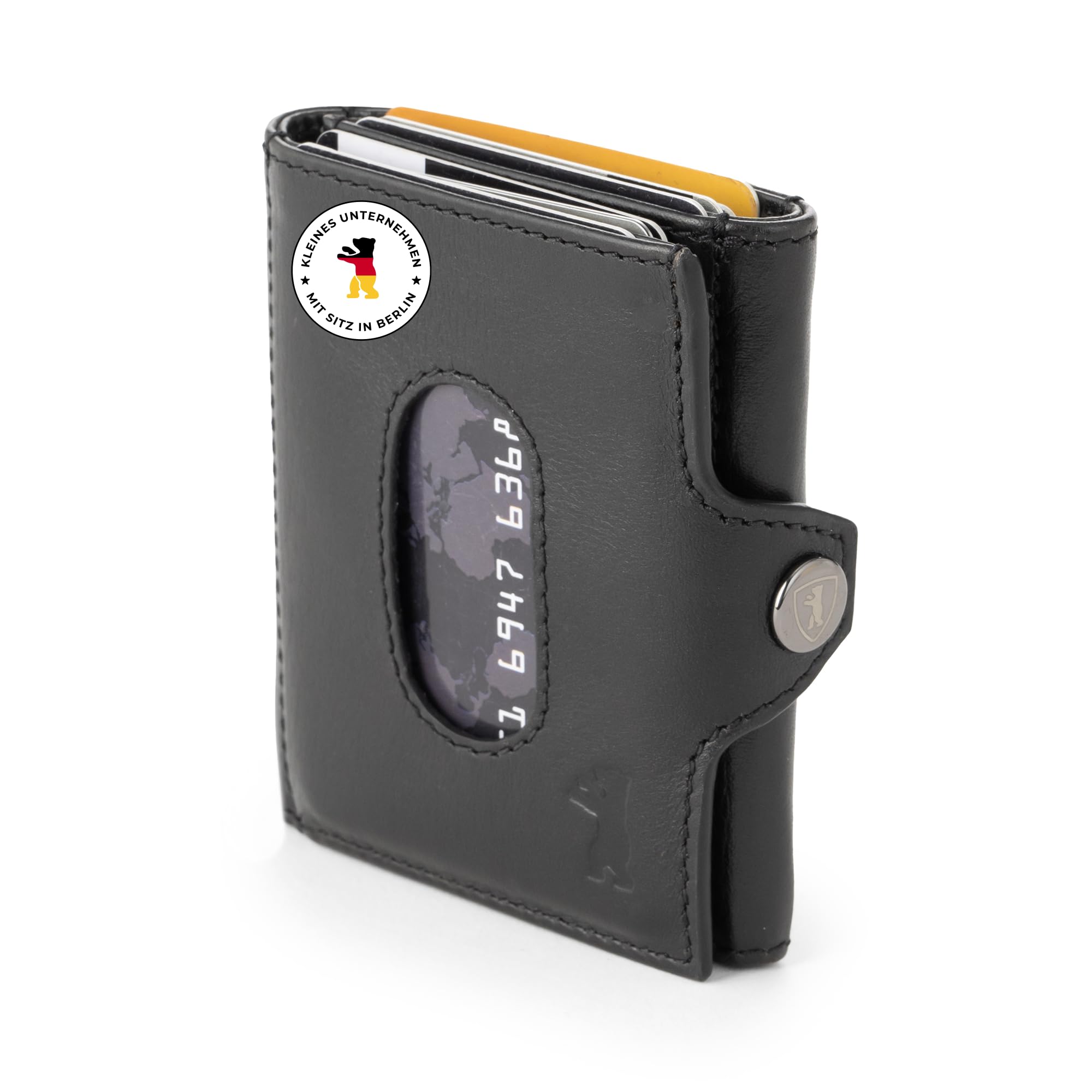 Berliner Bags Premium Slim Wallet Hamburg, Geldbörse Mini Portmonee aus Leder, Geldbeutel mit TÜV-geprüftem RFID-Schutz, für Herren - Schwarz