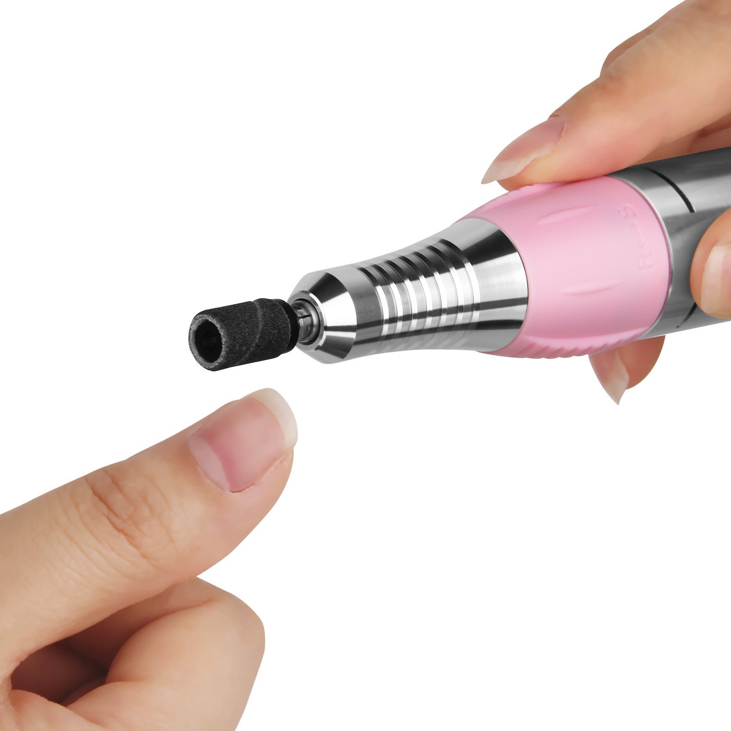 JSDA Fresa per Unghie Professionale 30000 rpm con Pedale, Bassa Vibrazione, Basso Rumore pedale + 4 punte Manicure Pedicure Set Per Rimuovere lo Smalto e gel- Color Rosa