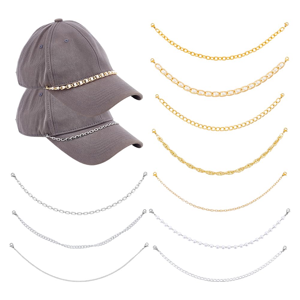 Chaînes de chapeau de camionneur UNICRAFTALE en métal perlé pour casquettes 10pcs
