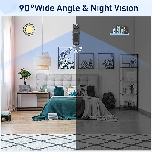 Miniatura 7 de Andoer Corpora Mini cámara, cuerpo de policía de 1080P con lente giratoria de 180, gran angular de 90, clip trasero para grabaciónservicio