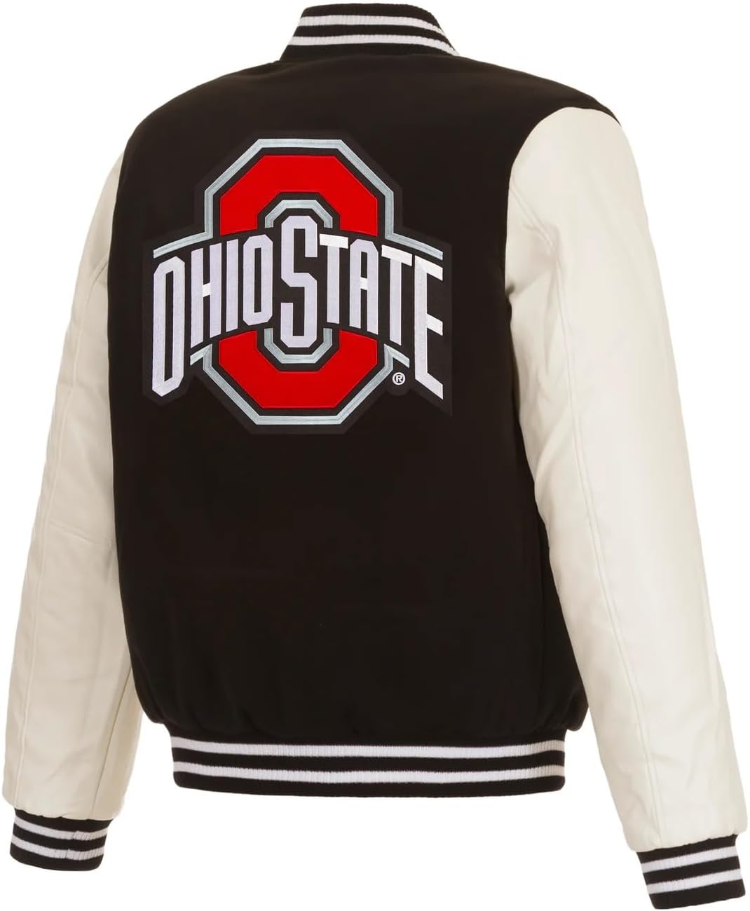 JH Design Ohio State Buckeyes Jacket Varsity Style Snap Up Coat in 2 Colors