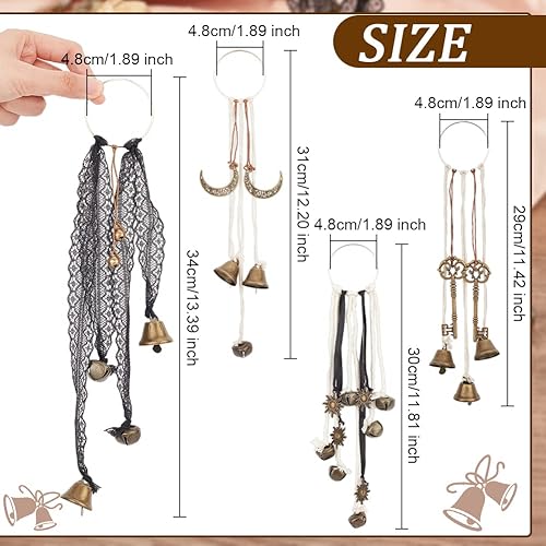 Miniatura 28 de OLYCRAFT 3 Pcs Witch Bells & Keychain Hangers - Moon Key Wiccan Bells Decor with Wood Beads Wind Chimes for Home Decor - 11.8 Inch