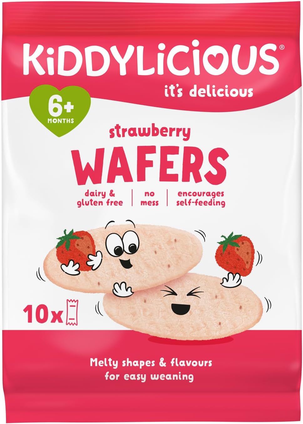 Kiddylicious Strawberry Wafers, 10x4g