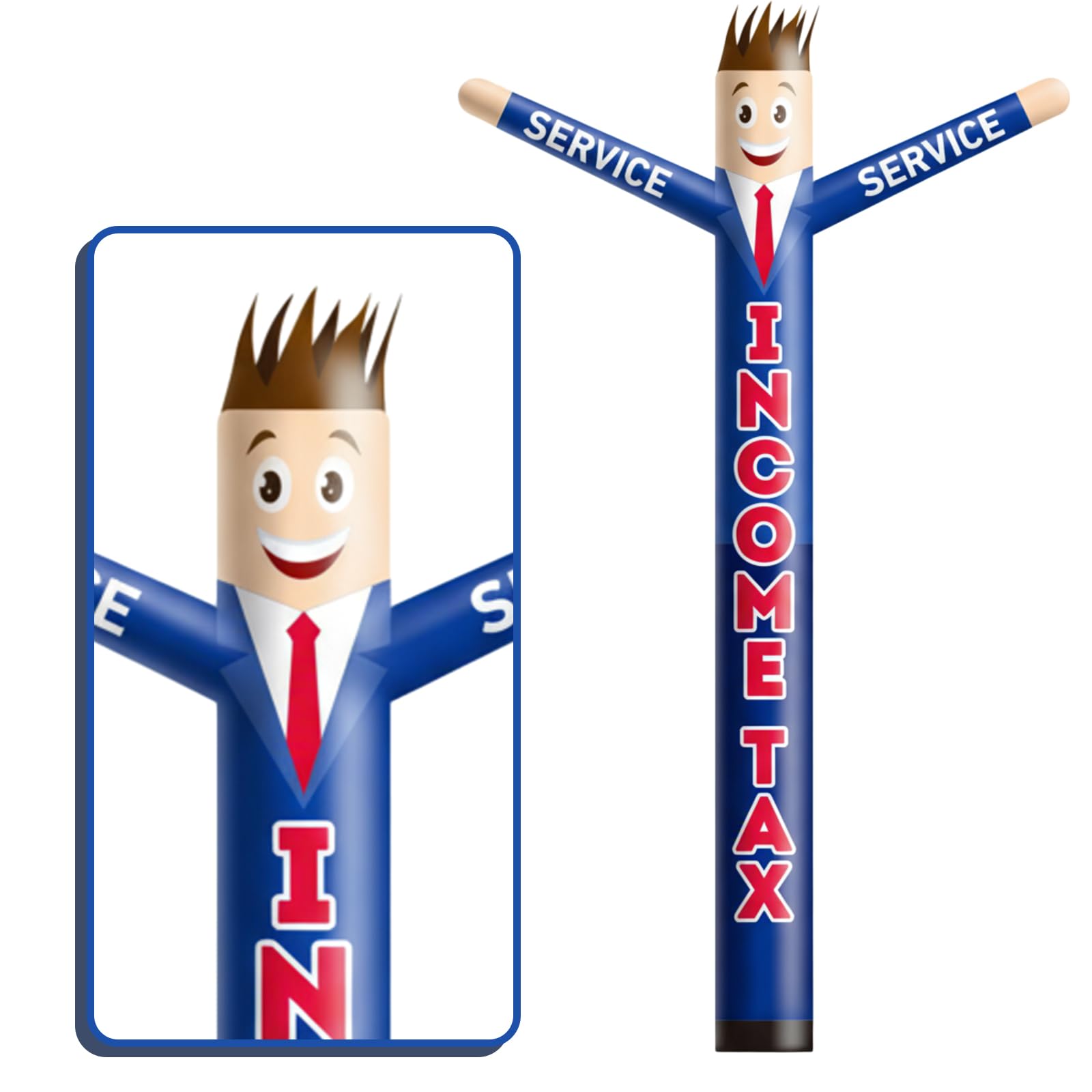 Décoration extérieure pour publicité avec tube gonflable bleu et blanc pour attirer le public