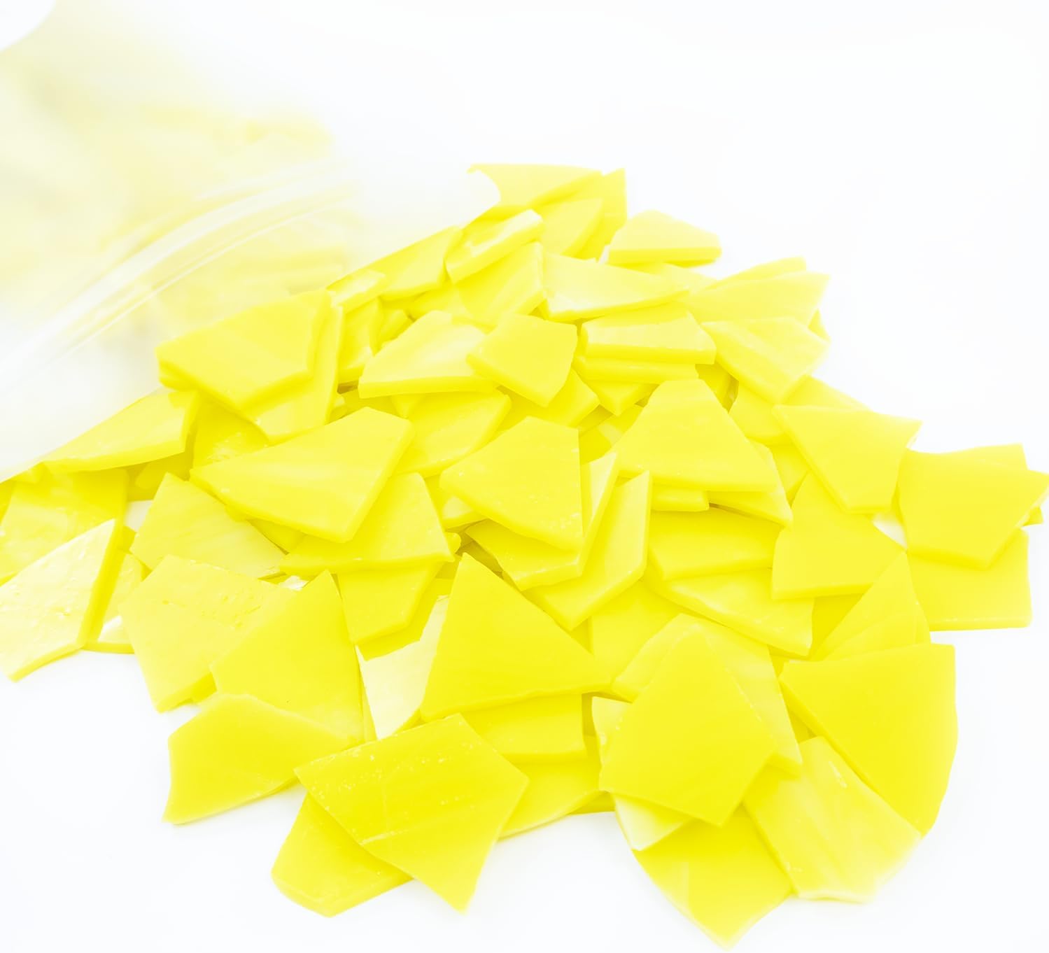 YINBEILIXU Irregular Stained Glass Scraps Mosaic Tiles Pieces 1-3cm Broken Glass Pieces Shapes for Crafts,Fusing,DIY Resin Art, Mosaic Making Projects,Frames,Vases,Aquarium Gravel,410g/14.5oz (Yellow)