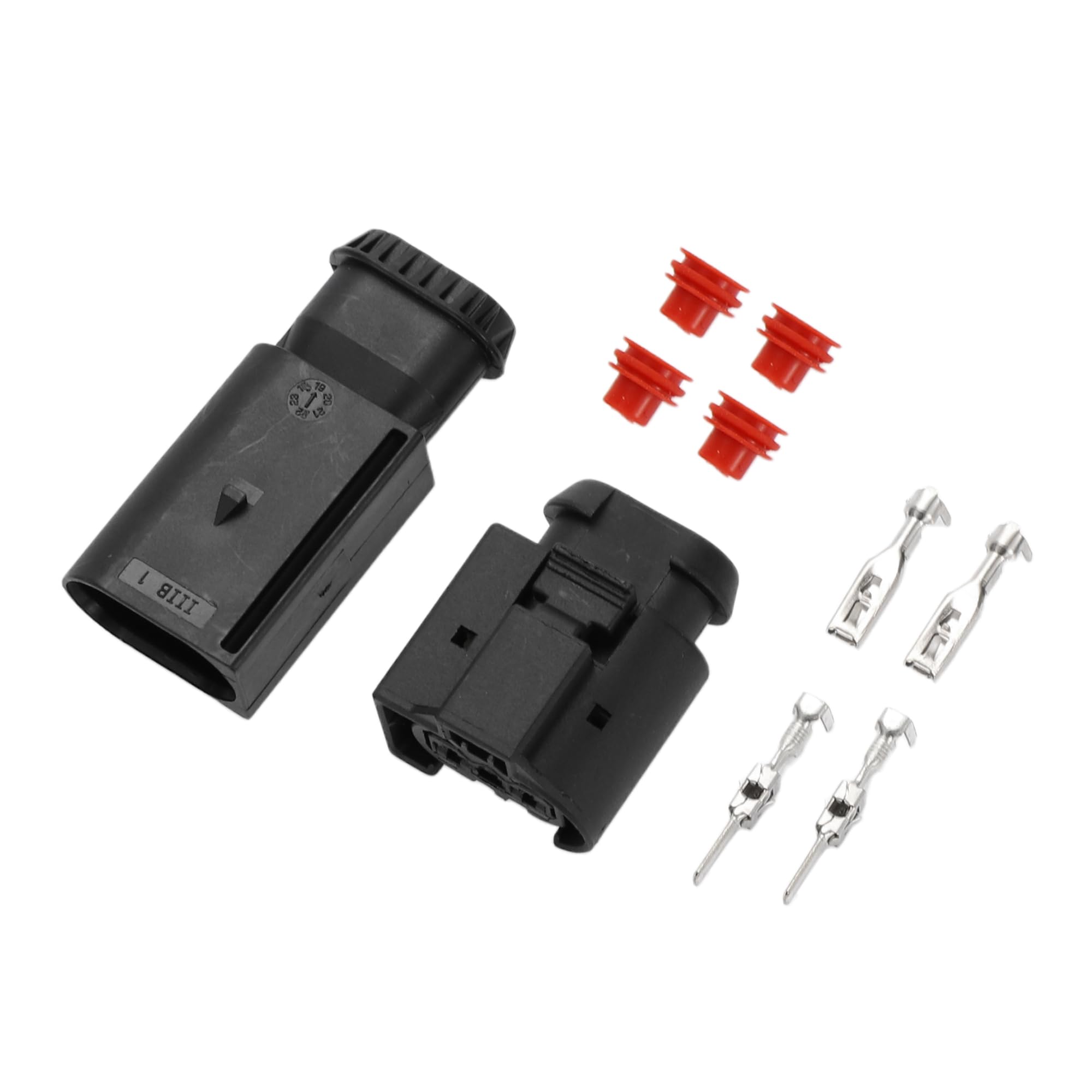 2 Pin Air Pump Connector Stecker-Set Für Mercedes-Benz 1 Set | Schwarz, Kunststoff, Verzinntes Kupfer, Wasserdicht, 3,5 Mm Serie, Männlich & Weiblich, Max 14V, 1.5-10A