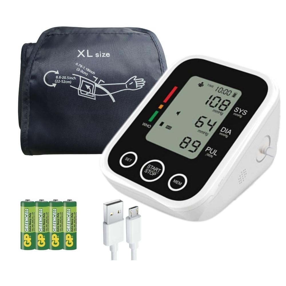 Tensiometre bras avec brassard extra large (22-52 cm), Moniteur de tension artérielle automatique, Détecteur de Pulsations Cardiaques avec Bracelet extra large (22-52 cm)